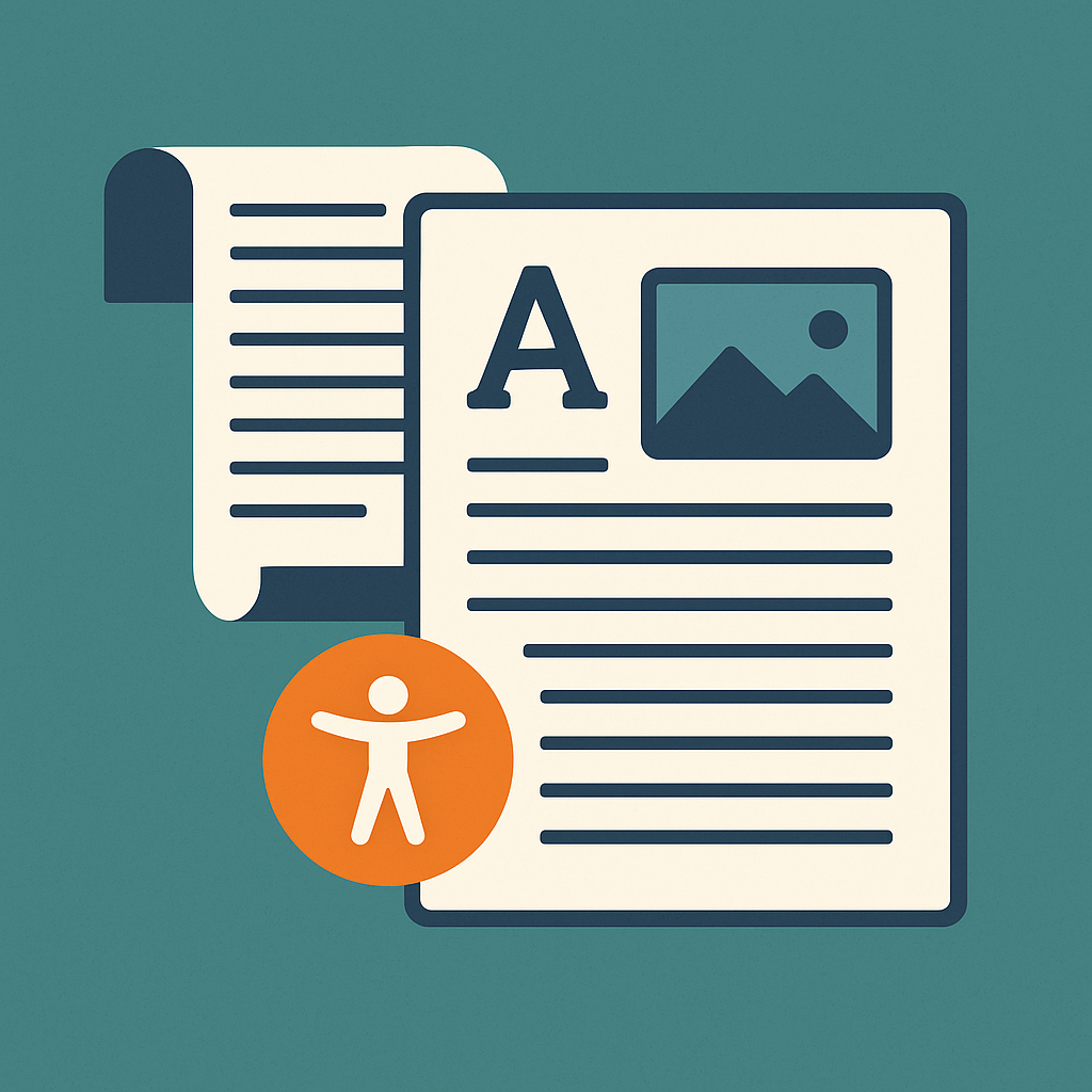 accessible document with accessibility logo over a document