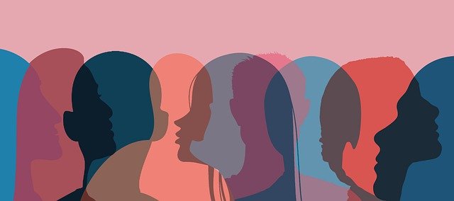 Atistic image of overlapping people talking together