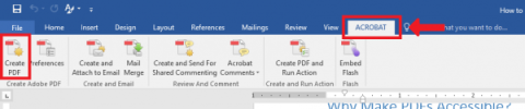 Adobe Acrobat menu bar with various features circled in red.