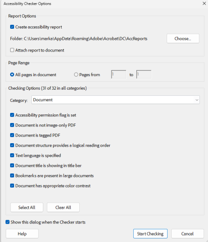 Check accessibility panel in Adobe Acrobat.